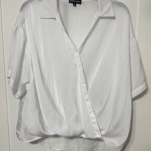 Women's White Wrap Top